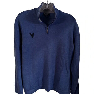 Mario Gilberti Italy Blue Merino Wool 1/4 Zip Men's Sweater Pullover Size:M